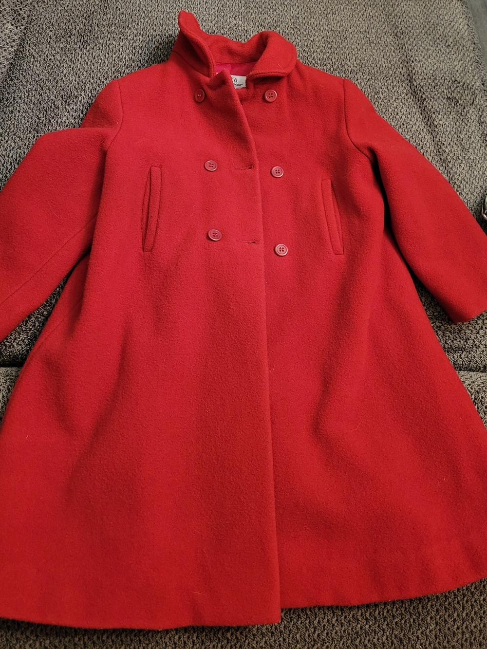 Zara Red Double-Breasted Girls' Pea Coat